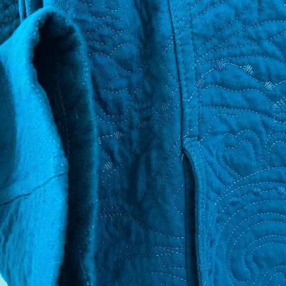 Chico's Teal Blue Quilted Jacket sz 1 (Med/8) - Picture 4 of 9